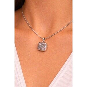 Lot of 3 CZ Pendant Necklaces Silver Tone Red Pink Clear Stones 18” Chain...